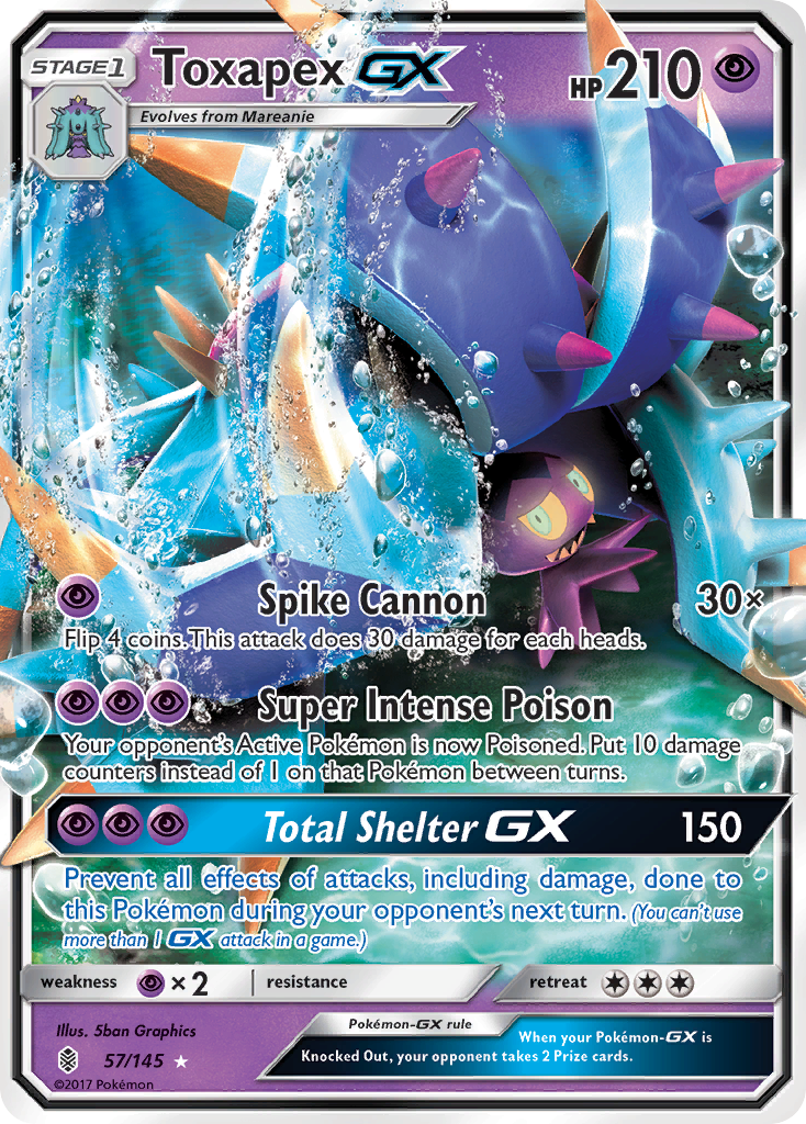 Pokémonkaart 057/145 - Toxapex-GX - Guardians Rising - [Rare Holo GX]