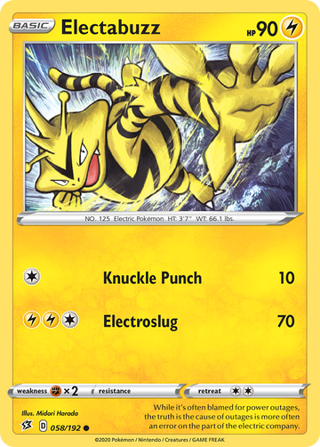 Pokémonkaart 058/192 - Electabuzz - Rebel Clash - [Common]