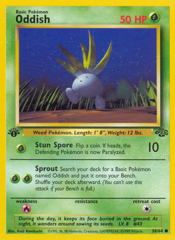 Pokémonkaart 058/064 - Oddish - Jungle - [Common]