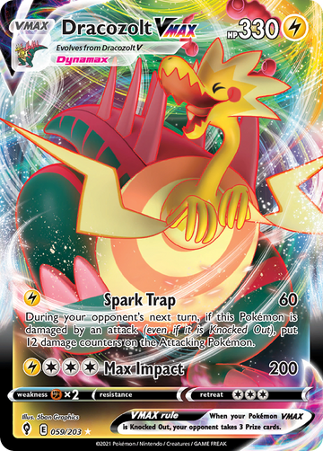 Pokémonkaart 059/203 - Dracozolt VMAX - Evolving Skies - [Rare Holo VMAX]