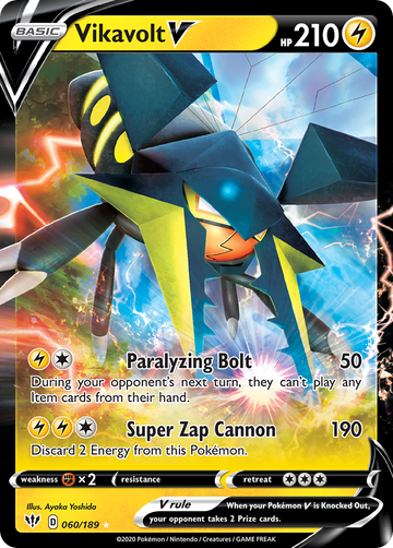 Pokémonkaart 060/189 - Vikavolt V - Darkness Ablaze - [Rare Holo V]