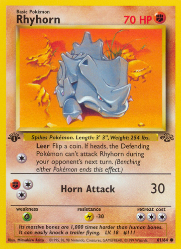 Pokémonkaart 061/064 - Rhyhorn - Jungle - [Common]