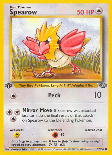 Pokémonkaart 062/064 - Spearow - Jungle - [Common]
