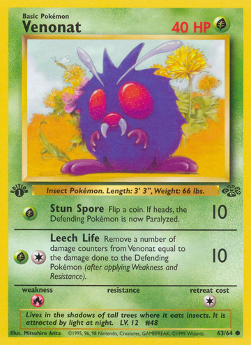 Pokémonkaart 063/064 - Venonat - Jungle - [Common]