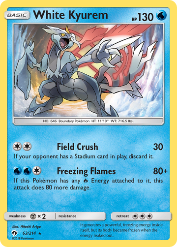 Pokémonkaart 063/214 - White Kyurem - Lost Thunder - [Rare Holo]