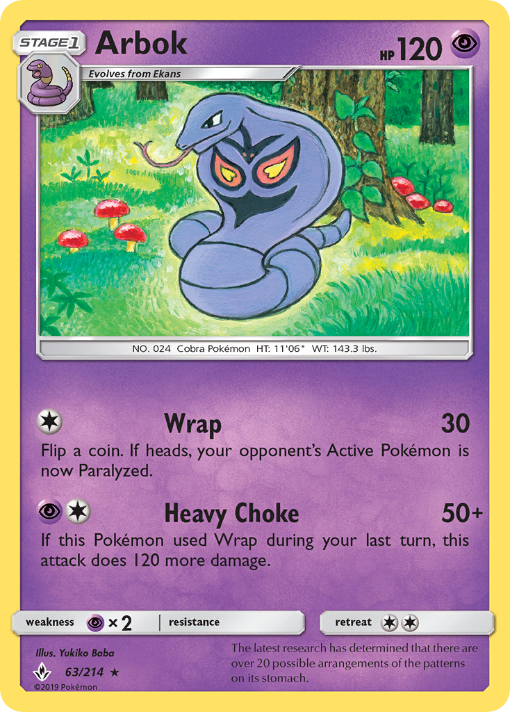 Pokémonkaart 063/214 - Arbok - Unbroken Bonds - [Rare]