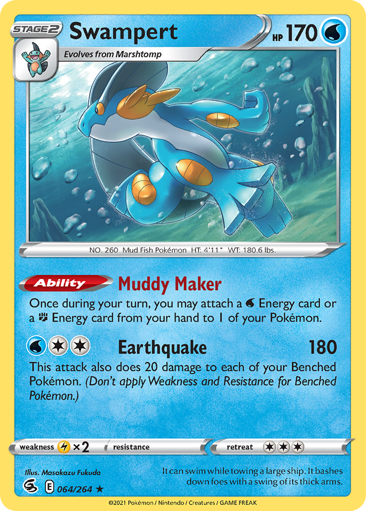 Pokémonkaart 064/264 - Swampert - Fusion Strike - [Rare Holo]