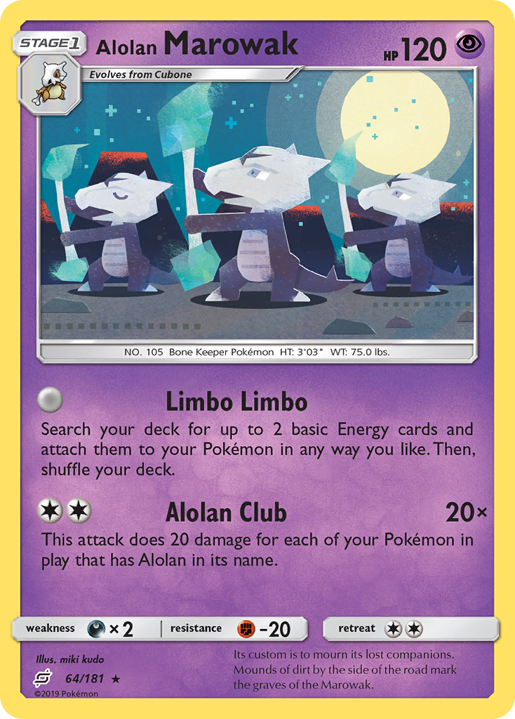 Pokémonkaart 064/181 - Alolan Marowak - Team Up - [Rare]