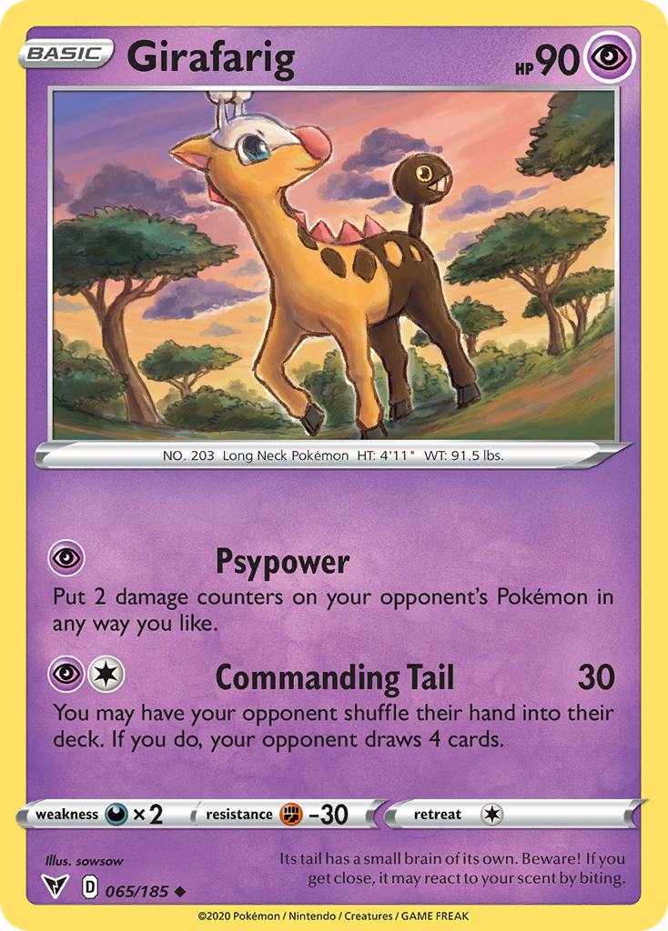 Pokémonkaart 065/185 - Girafarig - Vivid Voltage - [Uncommon]
