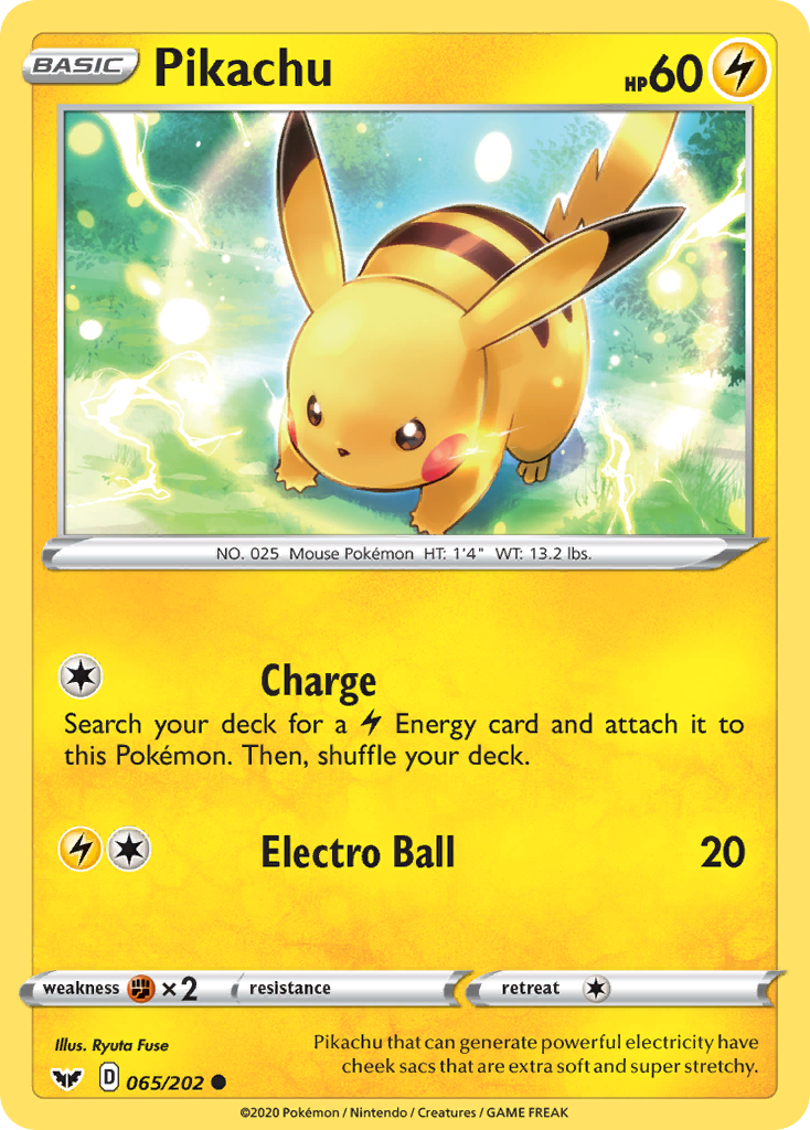 Pokémonkaart 065/202 - Pikachu - Sword & Shield - [Common]