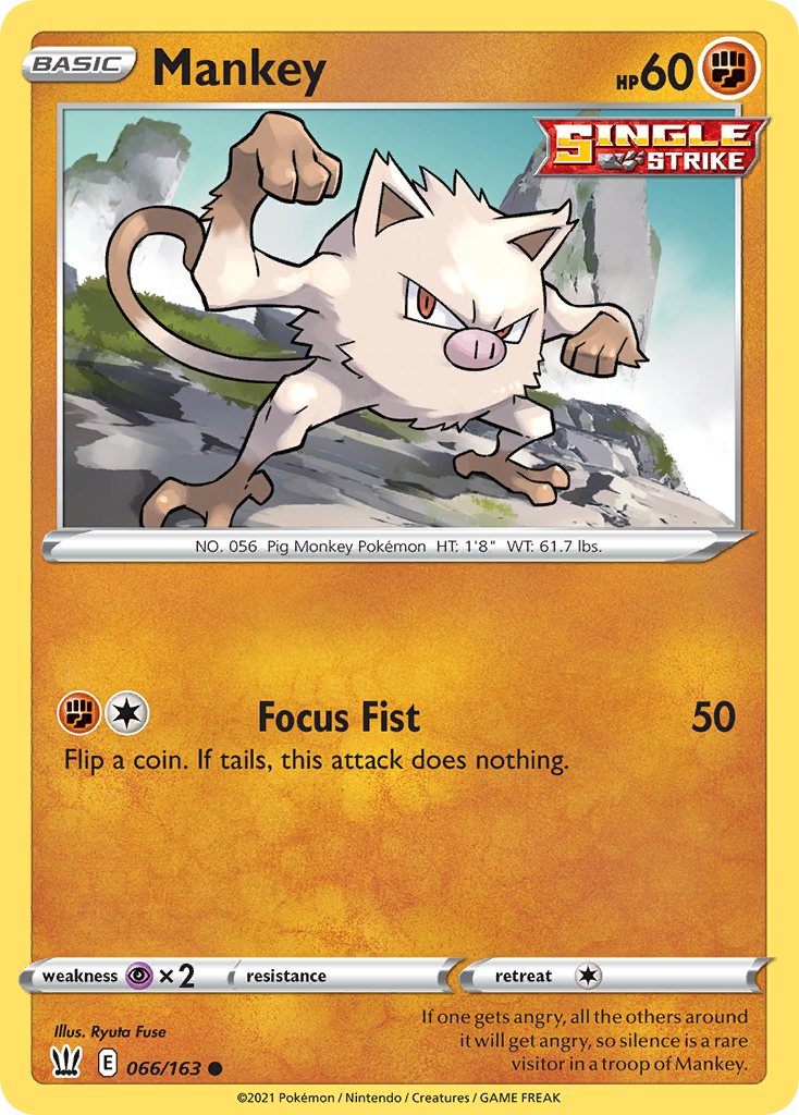 Pokémonkaart 066/163 - Mankey - Battle Styles - [Common]