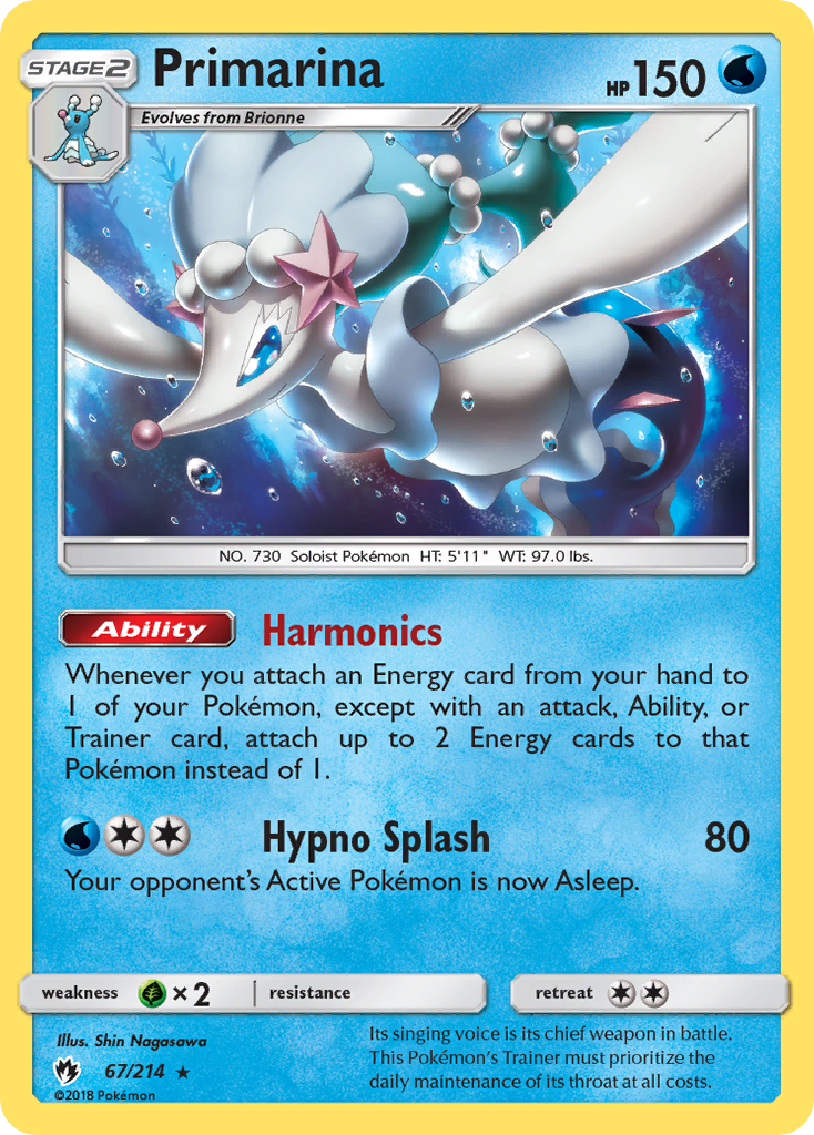 Pokémonkaart 067/214 - Primarina - Lost Thunder - [Rare]