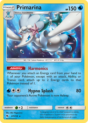 Pokémonkaart 067/214 - Primarina - Lost Thunder - [Rare]