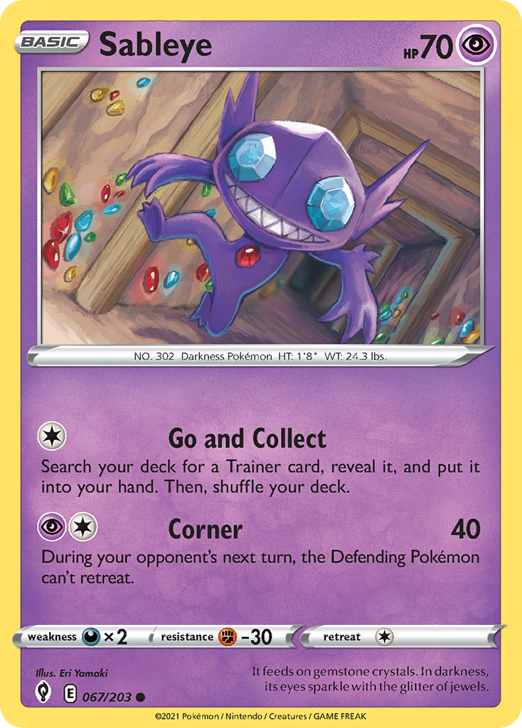 Pokémonkaart 067/203 - Sableye - Evolving Skies - [Common]