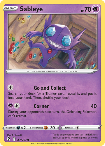 Pokémonkaart 067/203 - Sableye - Evolving Skies - [Common]