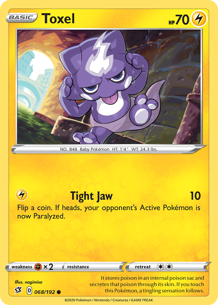 Pokémonkaart 068/192 - Toxel - Rebel Clash - [Common]