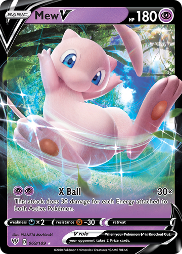 Pokémonkaart 069/189 - Mew V - Darkness Ablaze - [Rare Holo V]
