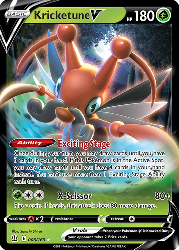 Pokémonkaart 006/163 - Kricketune V - Battle Styles - [Rare Holo V]