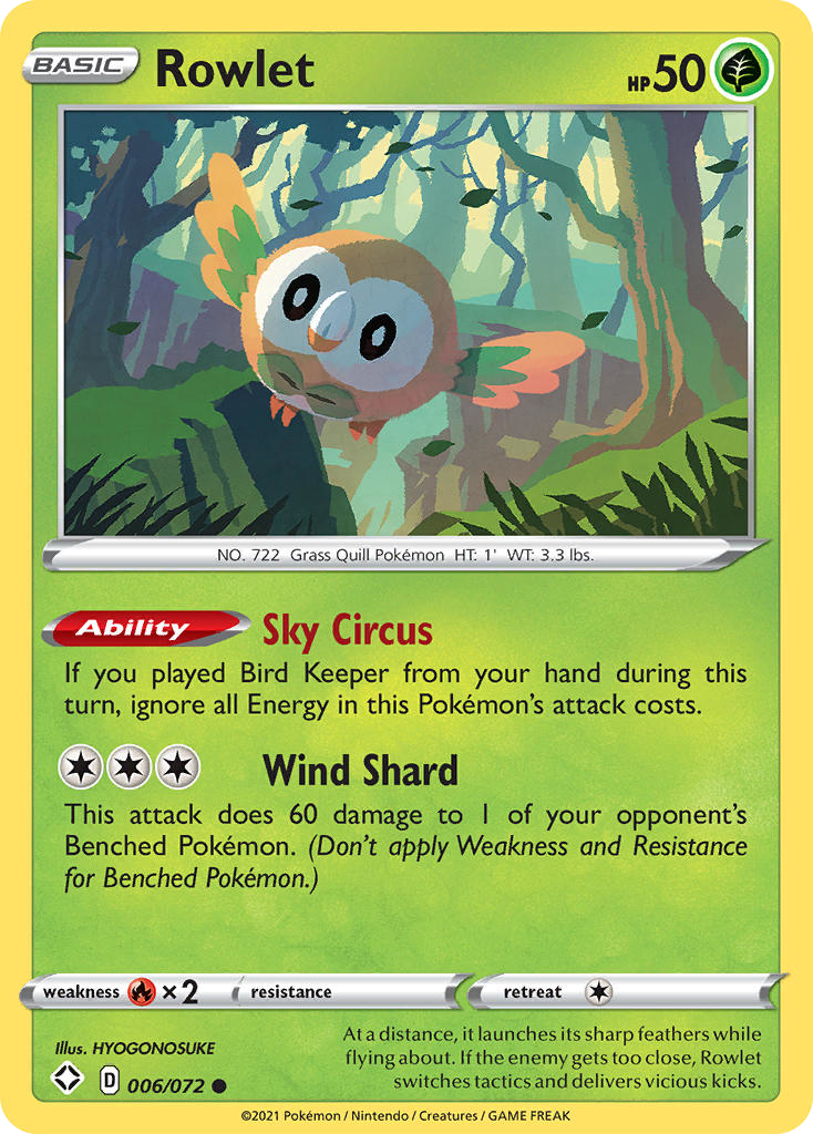 Pokémonkaart 006/072 - Rowlet - Shining Fates - [Common]