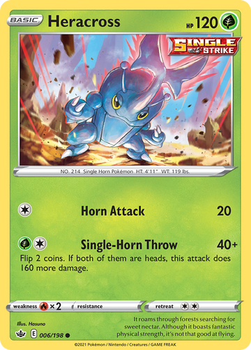 Pokémonkaart 006/198 - Heracross - Chilling Reign - [Common]