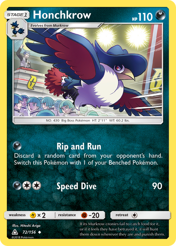 Pokémonkaart 072/156 - Honchkrow - Ultra Prism - [Uncommon]