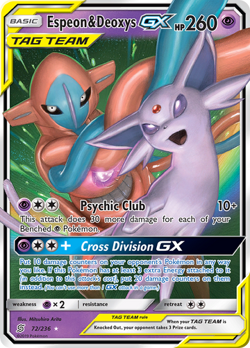 Pokémonkaart 072/236 - Espeon & Deoxys-GX - Unified Minds - [Rare Holo GX]