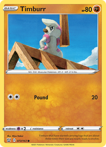 Pokémonkaart 073/163 - Timburr - Battle Styles - [Common]