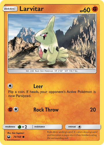 Pokémonkaart 074/168 - Larvitar - Celestial Storm - [Common]