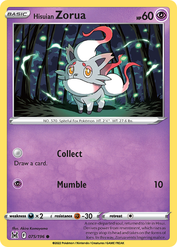 075/196 - Hisuian Zorua - Reverse Holo - [Common]