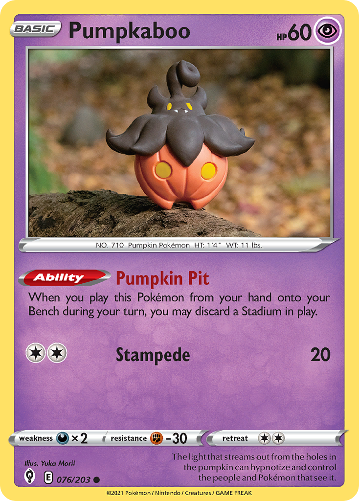 Pokémonkaart 076/203 - Pumpkaboo - Evolving Skies - [Common]