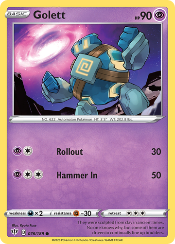 Pokémonkaart 076/189 - Golett - Darkness Ablaze - [Common]