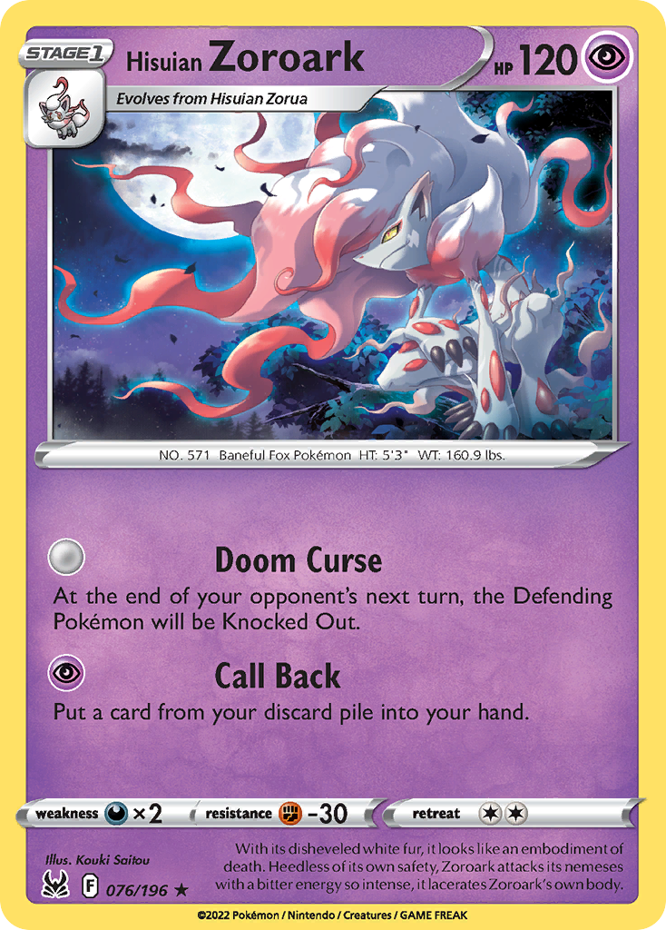 076/196 - Hisuian Zoroark - Reverse Holo - [Rare Holo]