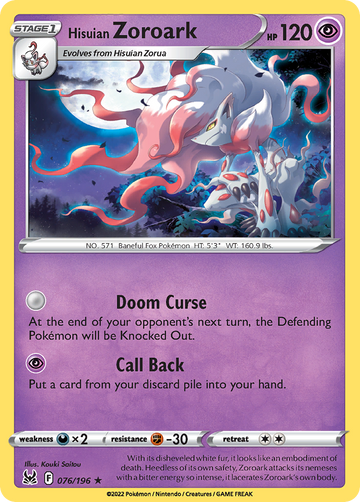 076/196 - Hisuian Zoroark - Reverse Holo - [Rare Holo]