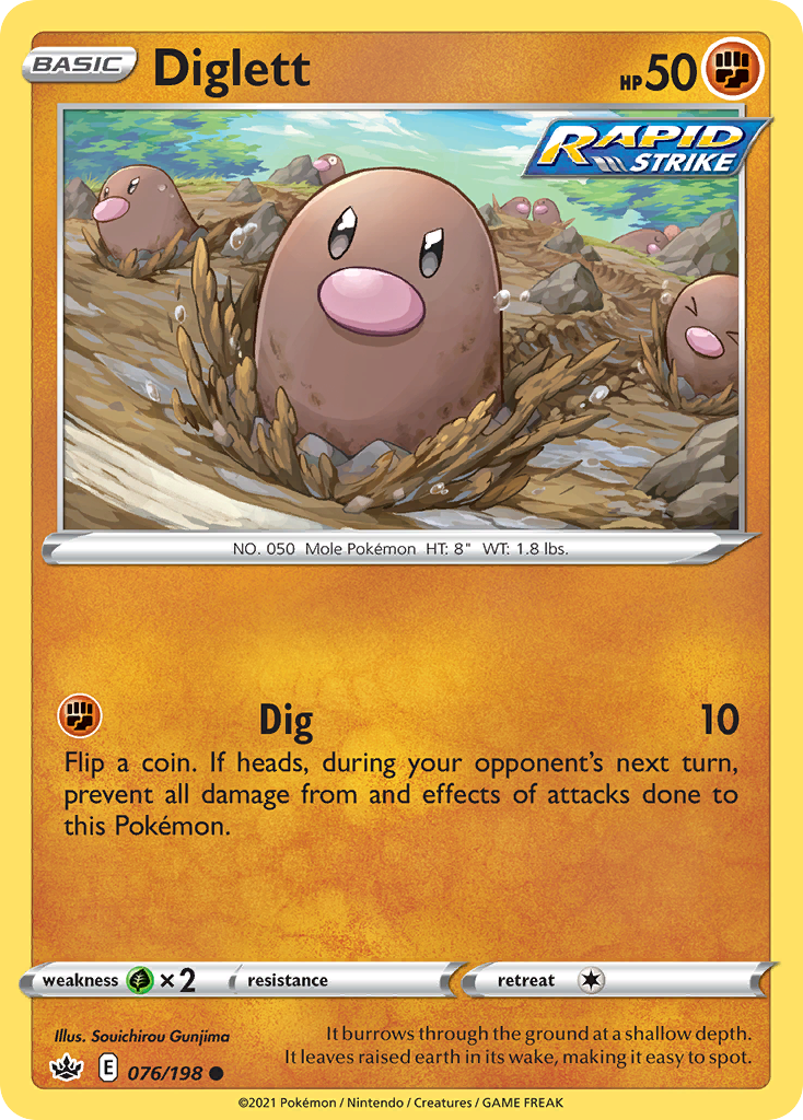 Pokémonkaart 076/198 - Diglett - Chilling Reign - [Common]