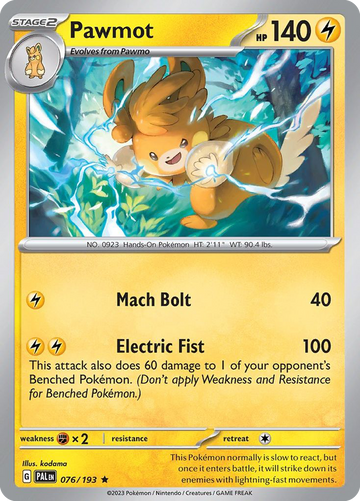 076/193 - Pawmot - [Rare] - Reverse Holo