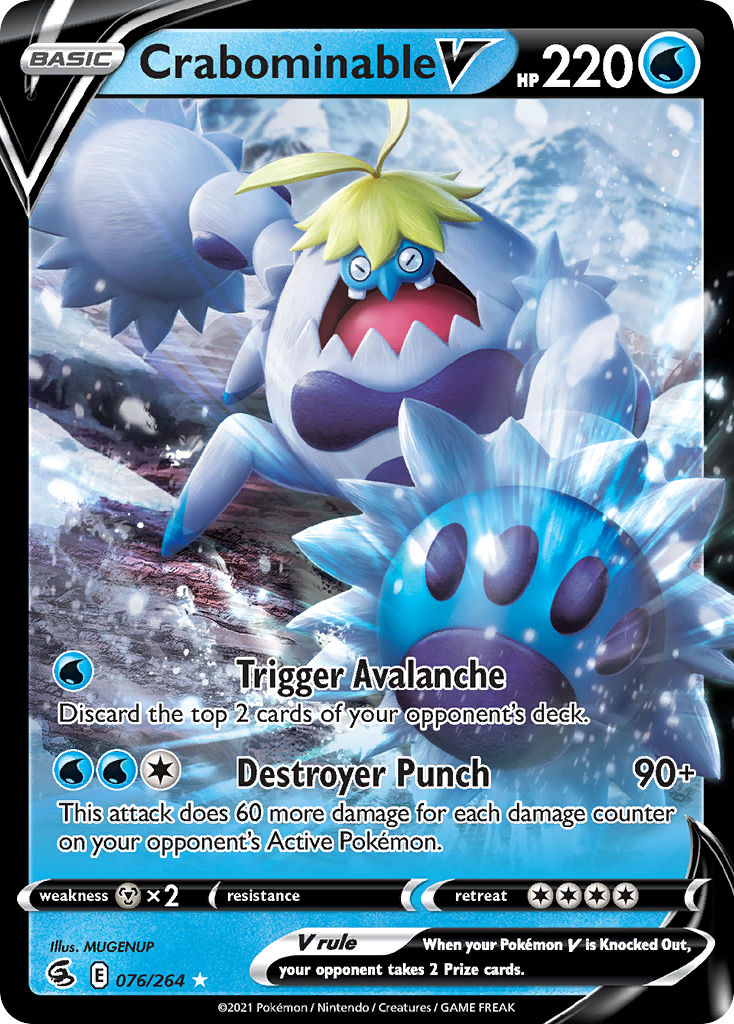 Pokémonkaart 076/264 - Crabominable V - Fusion Strike - [Rare Holo V]