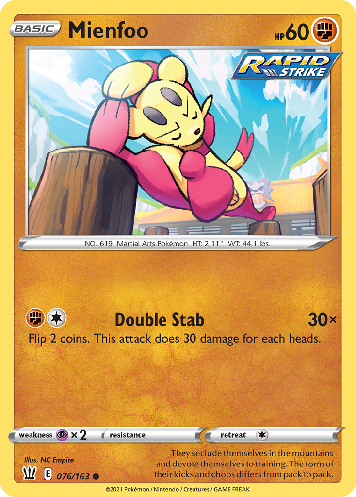Pokémonkaart 076/163 - Mienfoo - Battle Styles - [Common]