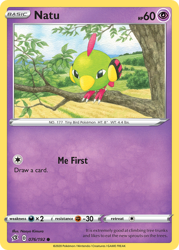 Pokémonkaart 076/192 - Natu - Rebel Clash - [Common]