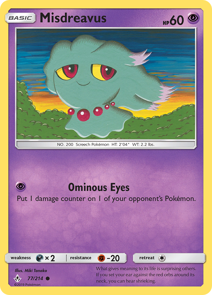Pokémonkaart 077/214 - Misdreavus - Unbroken Bonds - [Common]