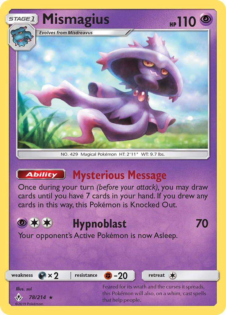 Pokémonkaart 078/214 - Mismagius - Unbroken Bonds - [Rare]