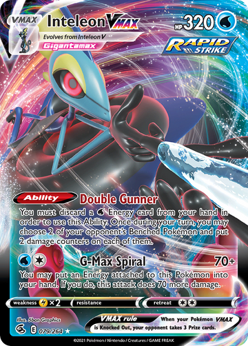Pokémonkaart 079/264 - Inteleon VMAX - Fusion Strike - [Rare Holo VMAX]