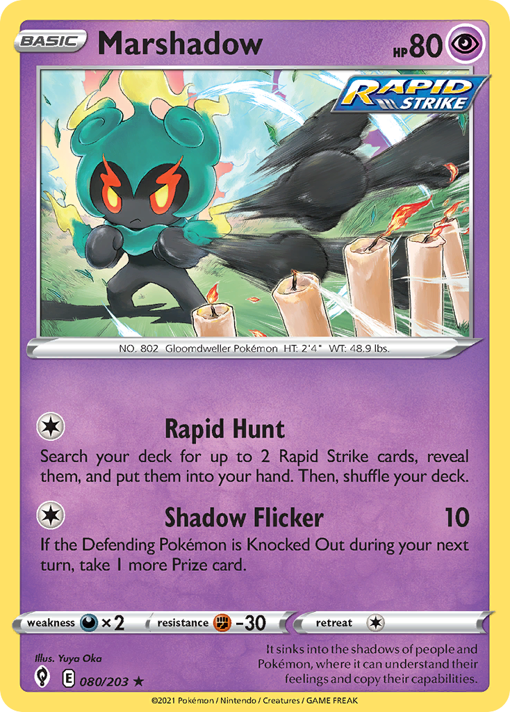 Pokémonkaart 080/203 - Marshadow - Evolving Skies - [Rare Holo]