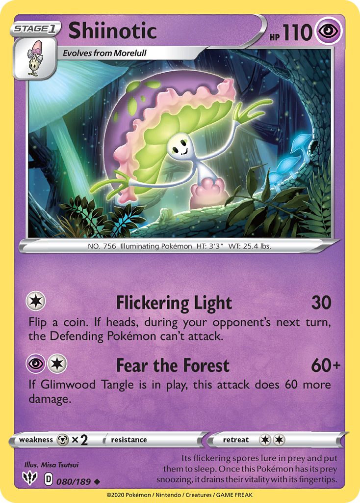Pokémonkaart 080/189 - Shiinotic - Darkness Ablaze - [Uncommon]