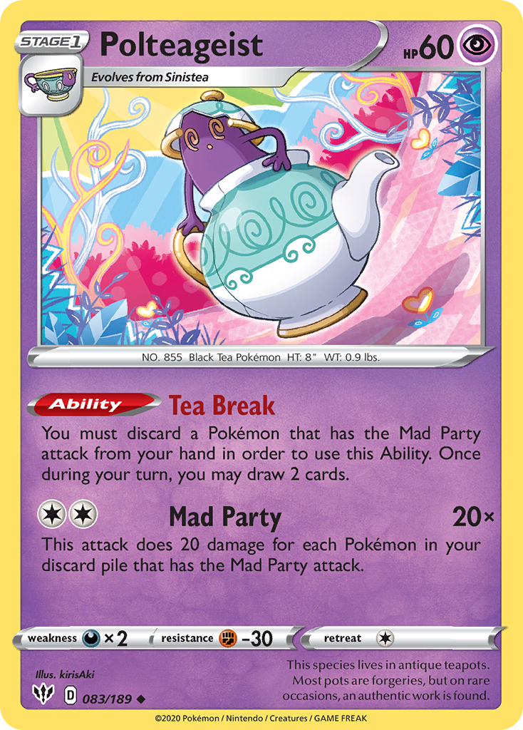Pokémonkaart 083/189 - Polteageist - Darkness Ablaze - [Uncommon]