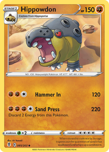Pokémonkaart 085/203 - Hippowdon - Evolving Skies - [Uncommon]