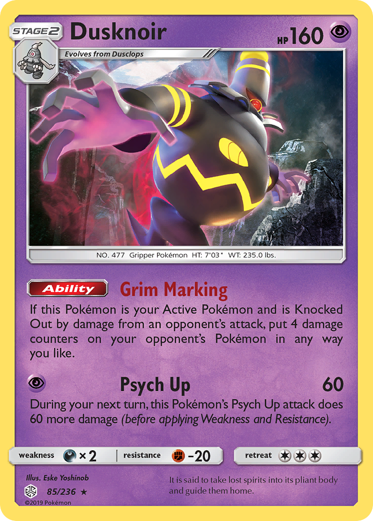 Pokémonkaart 085/236 - Dusknoir - Cosmic Eclipse - [Rare Holo]