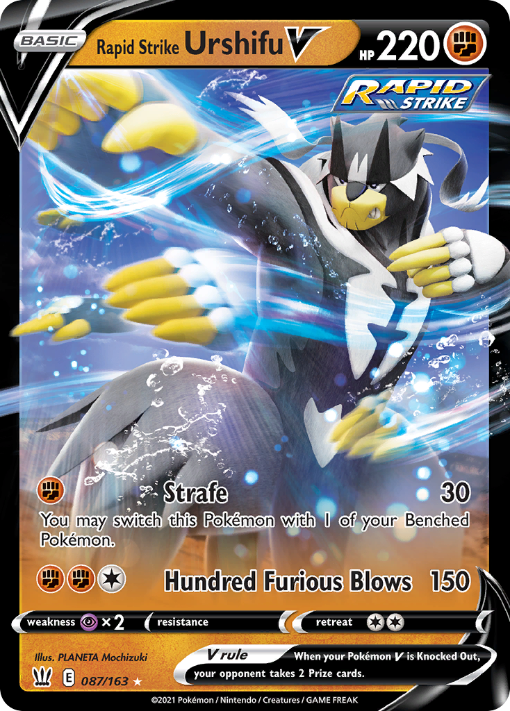 Pokémonkaart 087/163 - Rapid Strike Urshifu V - Battle Styles - [Rare Holo V]
