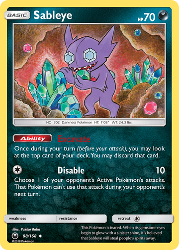 Pokémonkaart 088/168 - Sableye - Celestial Storm - [Uncommon]