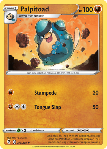 Pokémonkaart 089/203 - Palpitoad - Evolving Skies - [Uncommon]