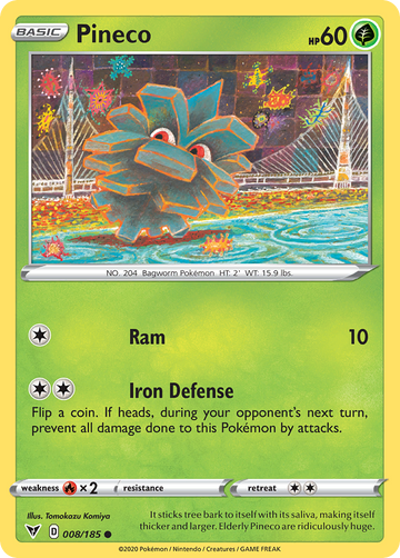 Pokémonkaart 008/185 - Pineco - Vivid Voltage - [Common]